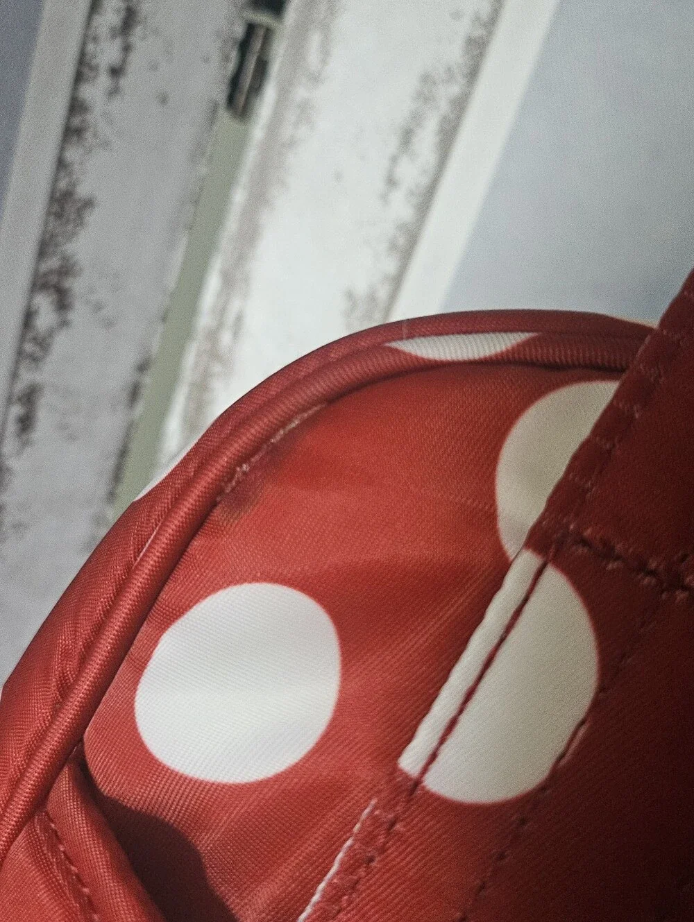 lug Red and White Polka Dot Quilted Tote Bag